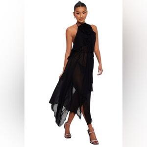 Fashion Nova Black Sheer Maxi Dress